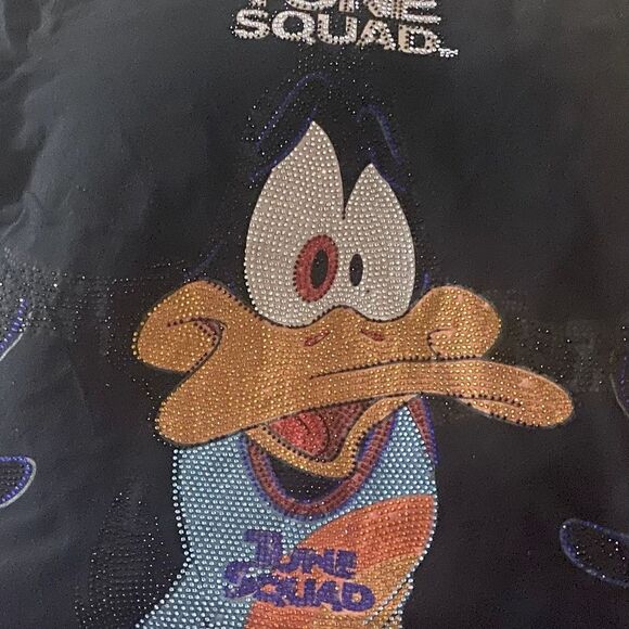 Tune Squad Mens 2XL Black Daffy Duck Space Jam DeKryptic Rhinestones Tee Shirt - Picture 2 of 7